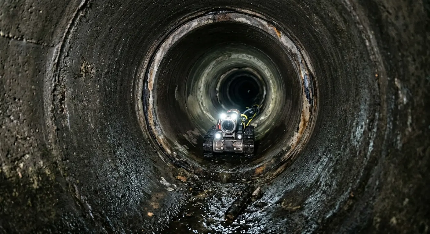Robotic sewer camera inspecting pipe interior for Drain Snake Service in Dickson City